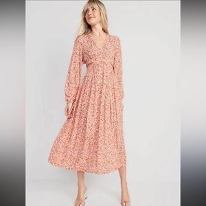 Old Navy Pink Floral Long Sleeve Dress